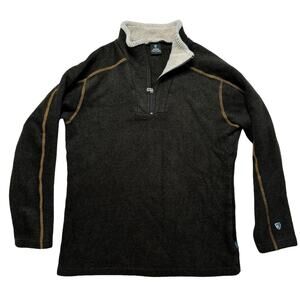 KUHL Europa 1/4 Zip Alfpaca Fleece Sweatshirt Dark Brown Size Large Mens